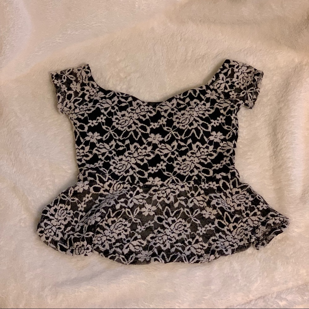 Papaya Lace Peplum Crop Top